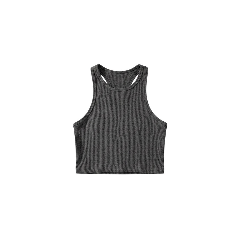 NUX Racerback Cropped Sports Bra in Marbled Gray Small